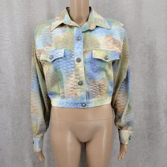 Opal Vintage Denim Abstract Snakeskin Colorful Denim Jacket & Jeans Matching Set - Picture 9 of 16